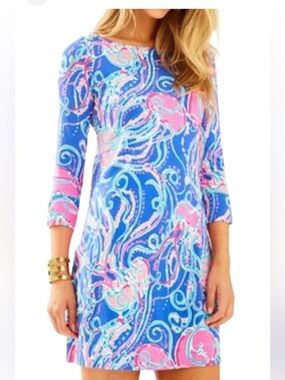 Lilly Pulitzer Jellies Be Jammin Print Women’s Navy, Pink & Aqua Swirl Dress